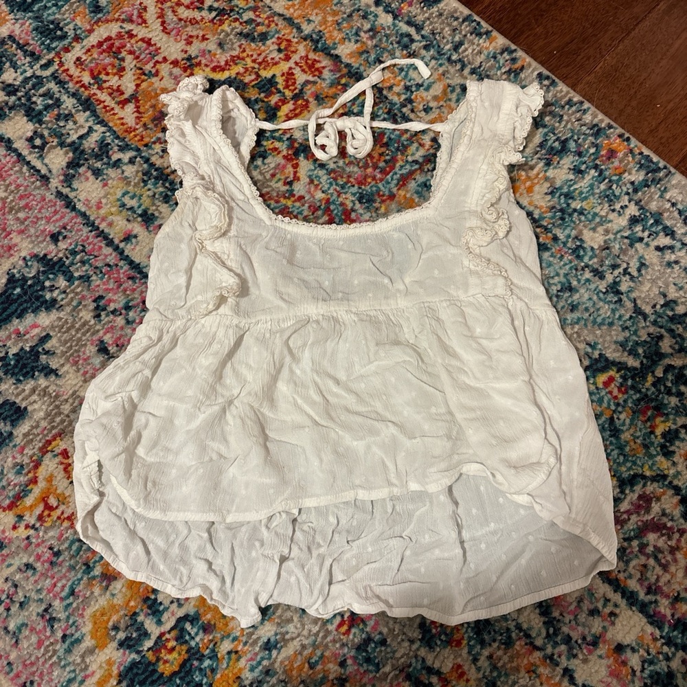 O'Neill White Ruffle Tank Top